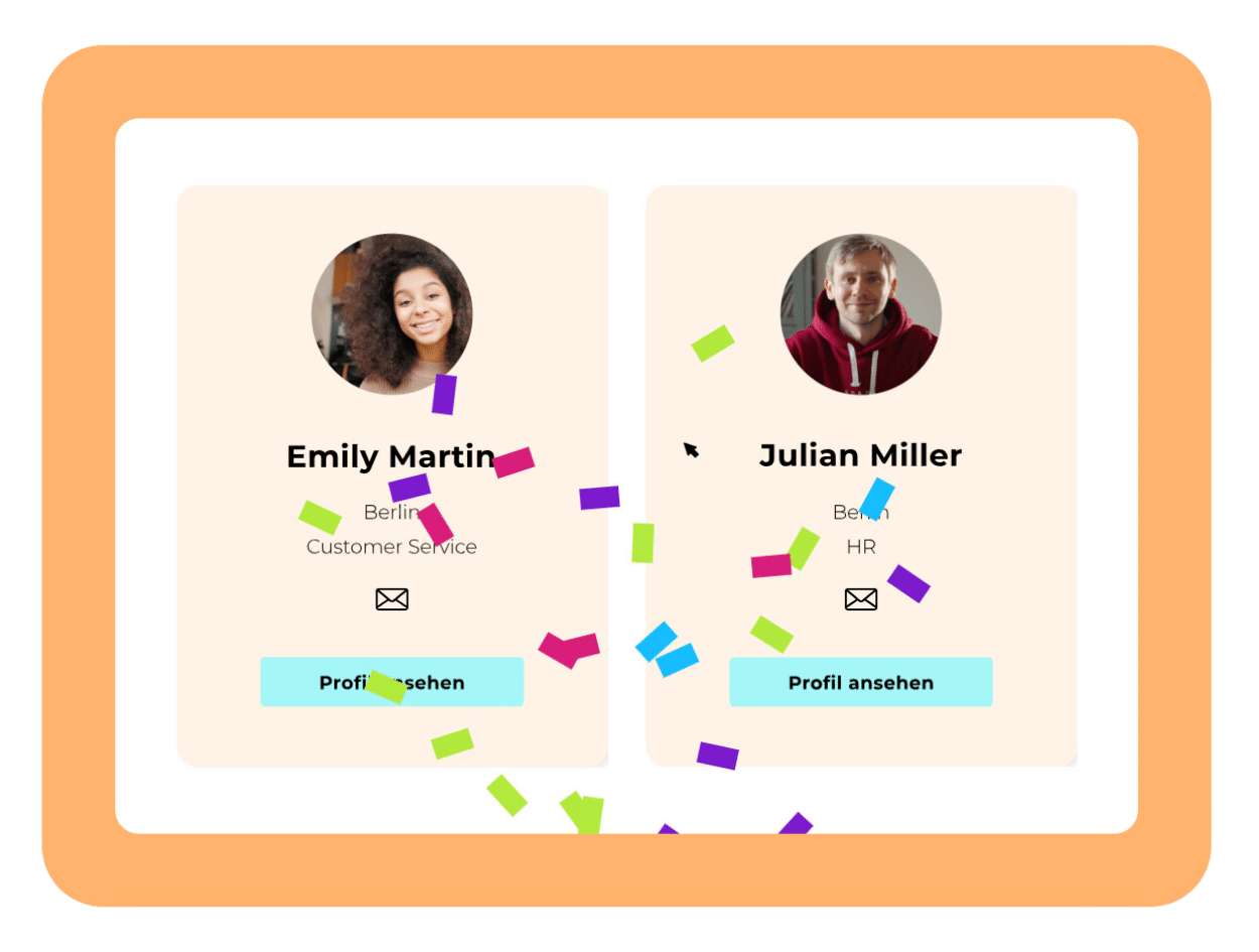 Screenshot des Matchings zweier Personen in der Mystery Coffee Software